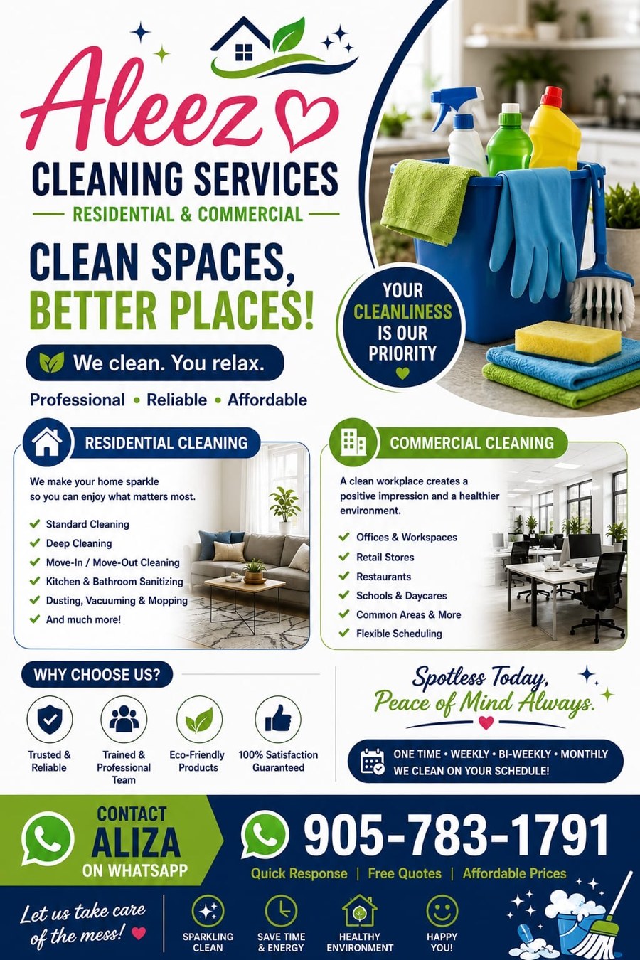Aleez Cleaning services information flyer